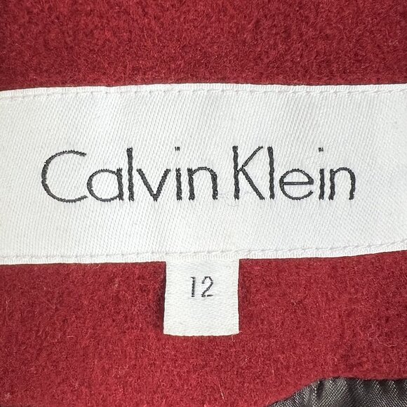 Calvin Klein Womens 12 Red Double Breasted Wool Cashmere Blend Peacoat Timeless - Picture 12 of 16